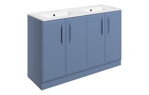 Stafford 1210mm Floor Standing 4 Door Basin Unit w/2TH Basin - Matt Misty Blue